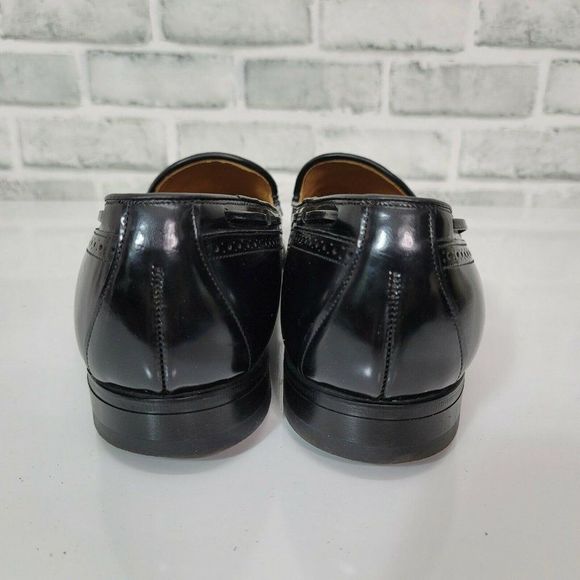 JOHNSTON & MURPHY 12AAA Aristocraft Black‎ Shiny Leather Kiltie Tassel Loafers